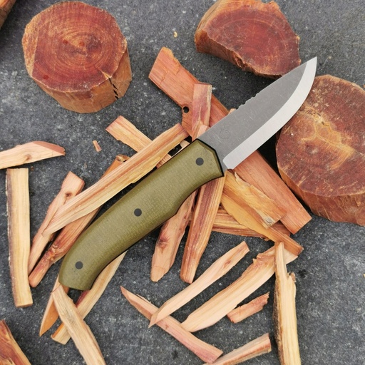 Crafter Stonewashed in groen - Bushcraft mes